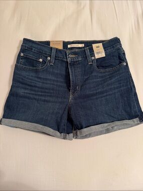 Levi's Women's Dark Indigo Cuffed Jean Shorts